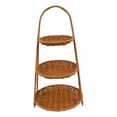 thumbnail image 2 of veasfak Circular Food Serving Basket Storage Rack Imitation Rattan Versatile Countertop Organizer Fruit Snacks Holder with Top Handle Three Layers, 2 of 9