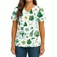 thumbnail image 5 of Christmas Plus Size Scrubs Tops for Women Cute Xmas Print Short Sleeve Nurse Working Uniforms Christmas Scrub Shirts with Pockets, 5 of 5