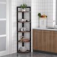 thumbnail image 3 of Tribesigns Rustic Corner Shelf stand,5 Tier Corner Bookshelf small Bookcase Plant Stand,Industrial Corner Storage Rack for Living Room Home Office Kitchen (Wood & Metal), 3 of 7