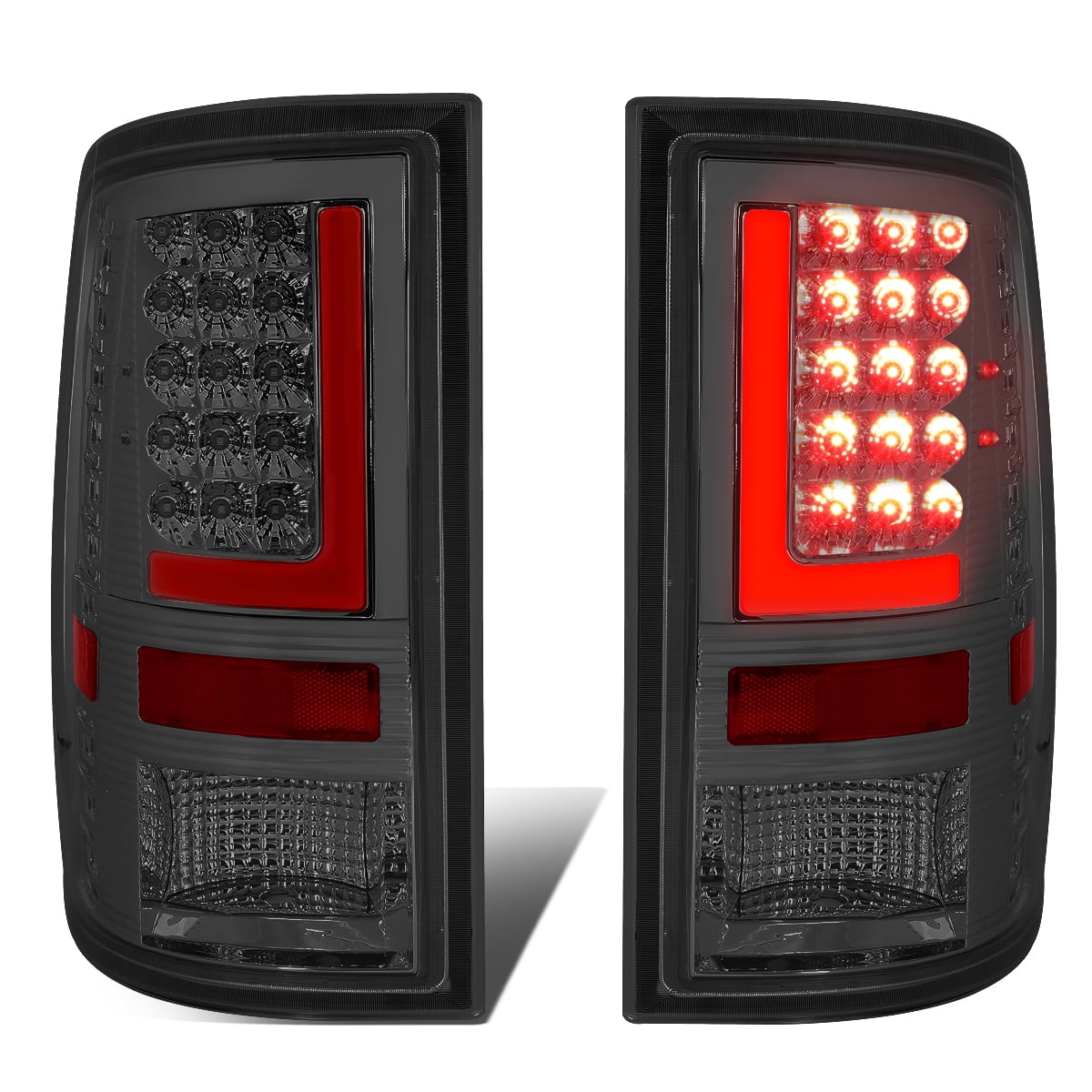 DNA Motoring TL-DRAM09-LED-RD3D-CH-SM For 2009 to 2017 Dodge Ram 1500 / 2500 / 3500 Pair of Red 3D LED Bar Tail Brake Lights (Chrome Housing Smoked Lens) 16 15 14 13 12