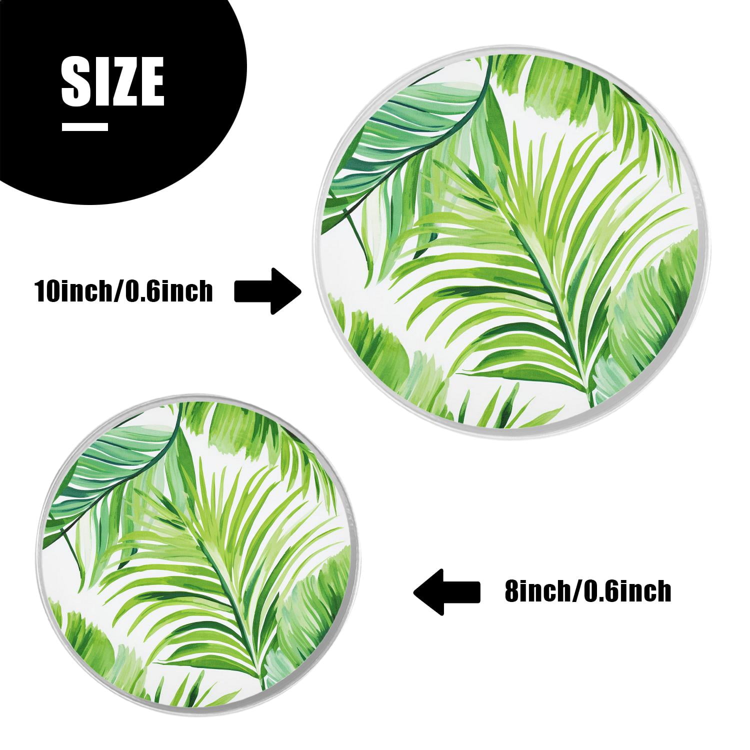 Round Stove Burner Covers 4 Pcs for Home Decor Cooktop Decorative ,Watercolor Palm Tree Leaves Summer Green creative, Metal Round Stove Burner Covers 8Inch And 10Inch