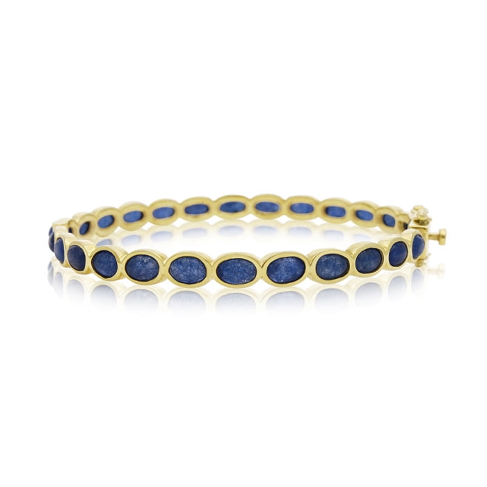 30 Carat Blue Sapphire Bangle Bracelet In 14K Yellow Gold by SuperJeweler
