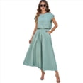 thumbnail image 1 of Conjunto de Falda de Verano para Mujer, 2 Piezas, Top de Corta, Cintura Elástica, Vestido con Bolsillos, Gris Verde, XL, 1 of 10