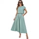 thumbnail image 1 of Conjunto de Falda de Verano para Mujer, 2 Piezas, Top de Corta, Cintura Elástica, Vestido con Bolsillos, Gris y Verde, Talla S, 1 of 10