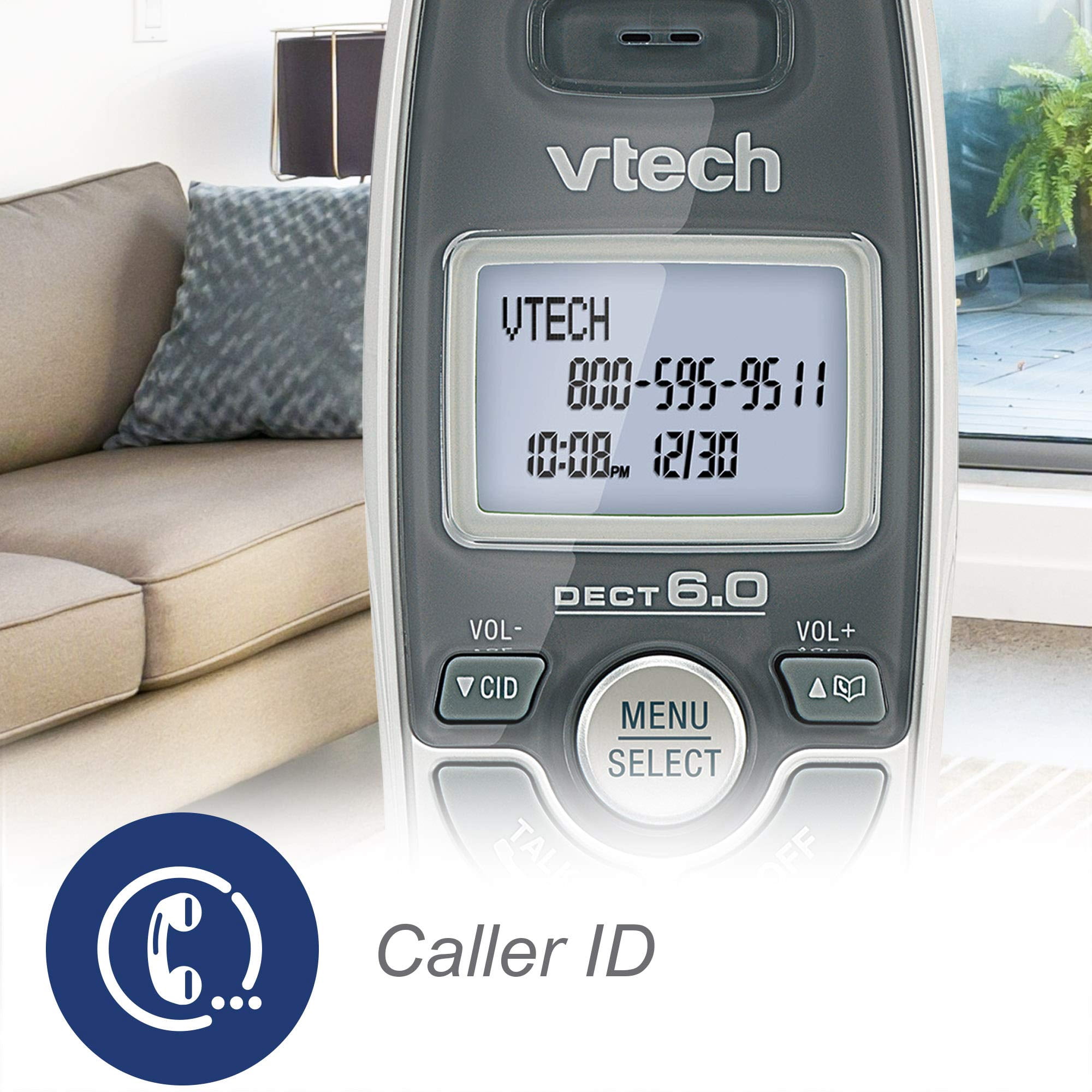 VTech CS6124 DECT 6.0 Cordless Phone with Answering System and Caller ID/Call Waiting, White