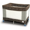 Coverplay - Playard Slipcover, Blue & Brown Dots and Stripes