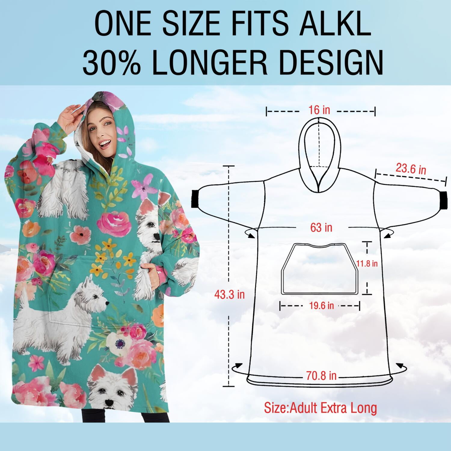 Oversized Wearable Blanket Hoodie,Schnauzer Dogs Sherpa Blanket Hoodie with Super Pockets,Super Warm Fuzzy Pullover for Women & Men