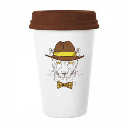 

Glasses Leopard Handsome Art Deco Fashion Mug Coffee Drinking Glass Pottery Cerac Cup Lid