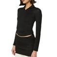 thumbnail image 2 of Sudadera Deportiva de Cuello Alto con Cremallera de un Cuarto para Mujer Negro S, 2 of 9