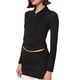 thumbnail image 2 of Sudadera Deportiva de Cuello Alto con Cremallera de un Cuarto para Mujer Negro L, 2 of 9