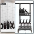 thumbnail image 3 of Estante de ducha para colgar sin taladrar organizador de baño con 2 cestas soporte de champú color negro, 3 of 7