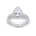 thumbnail image 3 of 1.4 CT Pear Cut Lab Created Moissanite Diamond Engagement Wedding Teardrop Bridal Ring Set 14K White Gold Plated 925 Sterling Silver (1.4 Cttw) - 7, 3 of 6