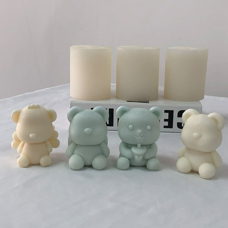 2 pcs Cute Bear Mold Bear Candle Mold Animal Mold Clay Mold Candle