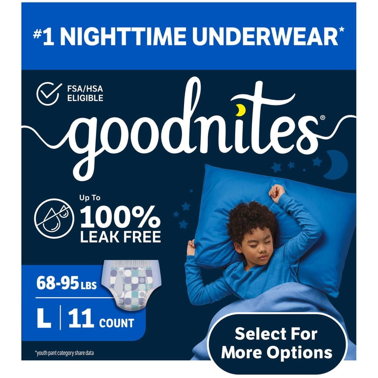 GoodNites NightTime Youth Absorbent Underwear for Bed Wetting