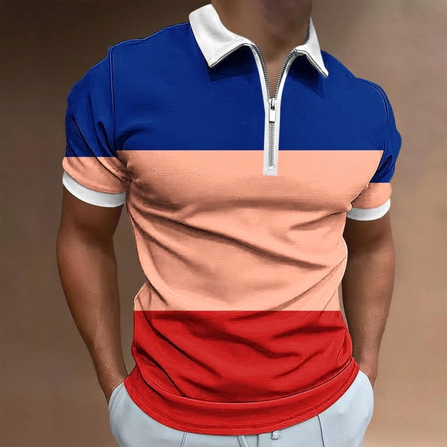 pstuiky camisetas de hombre, Camiseta de manga corta con botones y cuello alto para hombre camisas casuales para hombre l