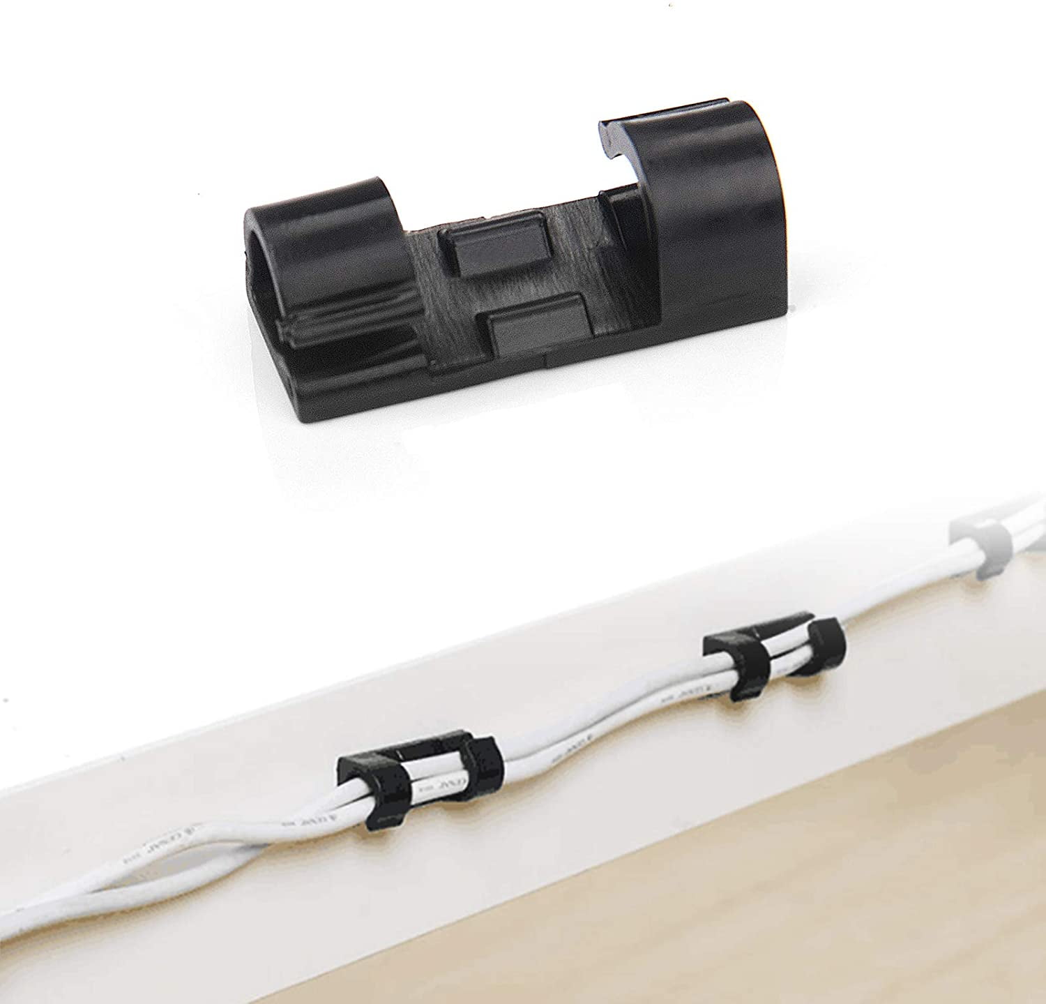 Heldig 60 Pcs Self Adhesive Cable Management Clips, Cable Organizers Sticky Wire Clips Cord