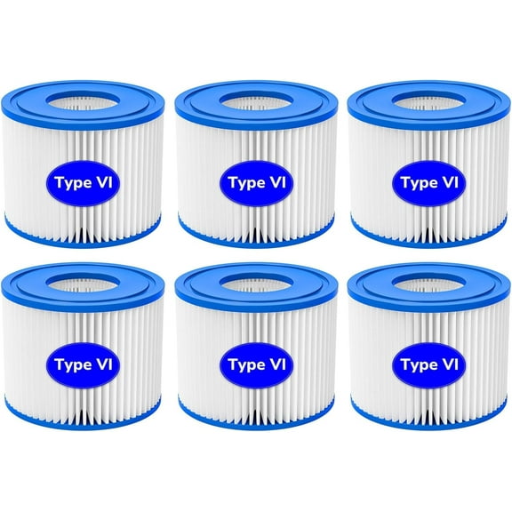 Fil fresh 6 Pack Type VI Hot Tub Filter for Coleman Saluspa, Lay-Z-Spa, Bestway, Spa Filter, Replace 90352E, 58323E, 58323