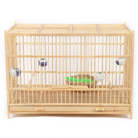 Miumaeov Large Bamboo Bird Cage with Stand and Tray Breathable for Cockatiels Sparrow Parakeets Lovebirds