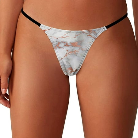 

Rose Gold Marble White Women s G-String Thongs Low Rise Hipster Underwear Stretch T-Back Panties