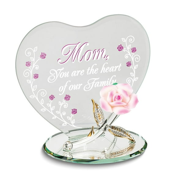 Glass Baron MOM.HEART OF OUR FAMILY with Rose Figurine QGM21638