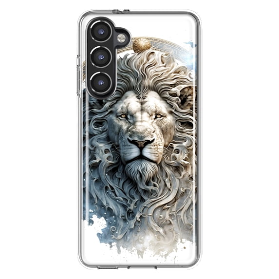 MUNDAZE Samsung Galaxy S23 Abstract Lion Sculpture Shockproof Clear Hybrid Protective Phone Case Cover