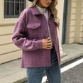 thumbnail image 7 of ZZkhGO Women's Long Sleeve Lapel Hoodless Jacket Plaid Button Cardigan Coat Top with Pocket Fall Casual Thickened Turndown Woollen Coat, 7 of 7