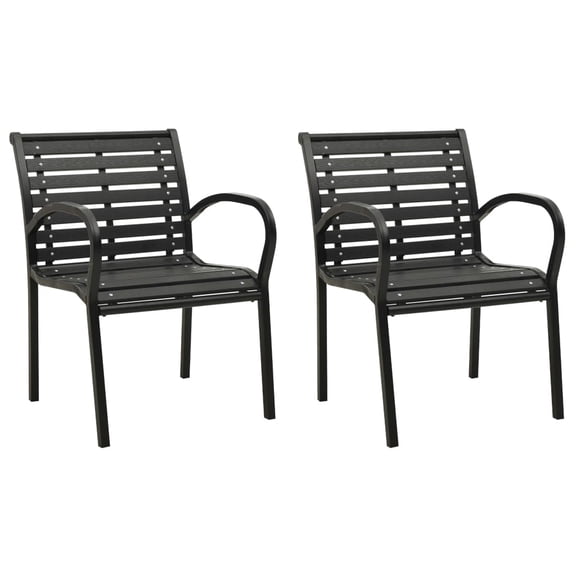 vidaXL Patio Chairs 2 Pcs Outdoor Dining Chair with Metal Frame Steel and WPC