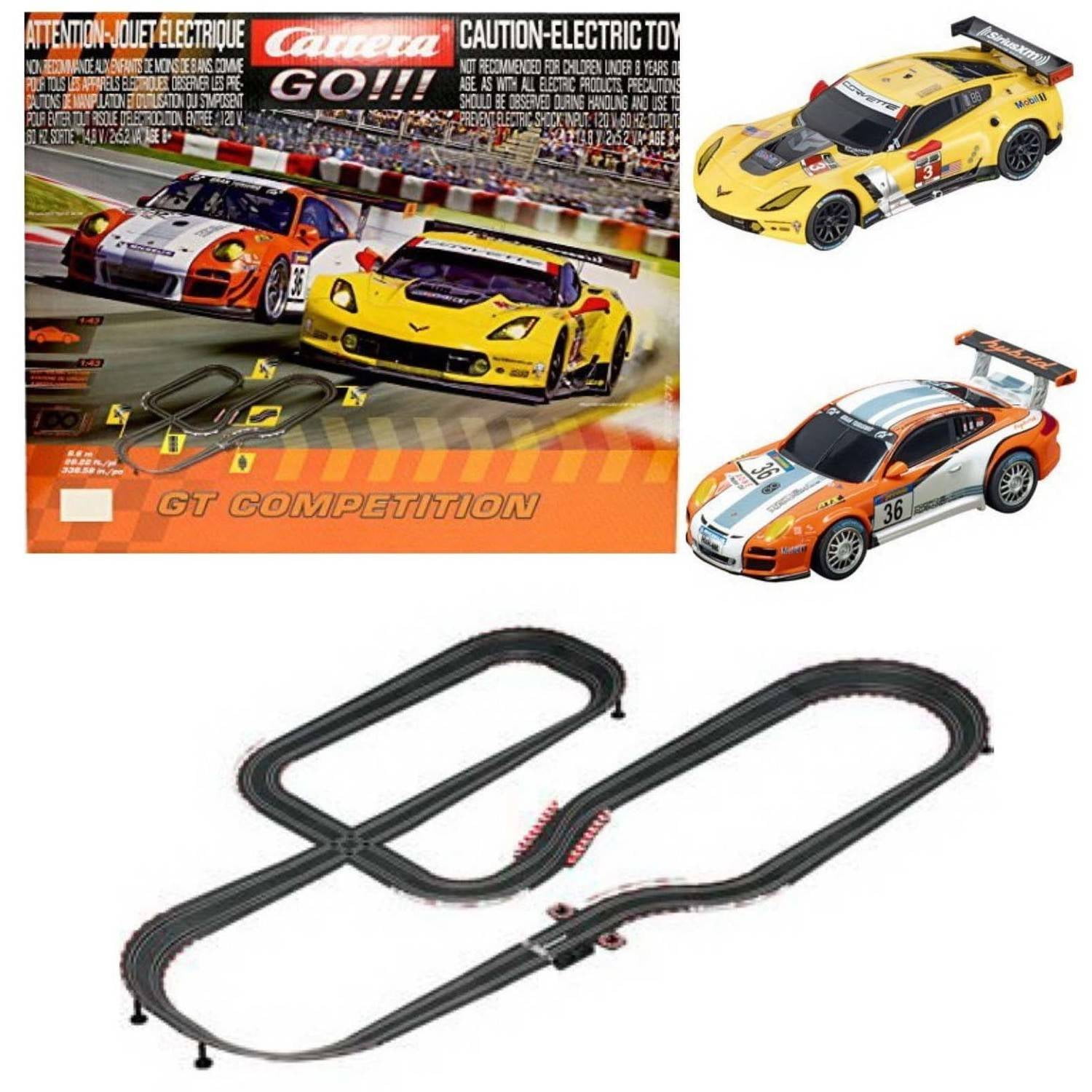 Carrera GO!!! GT Competition Slot Car Race Track Set featuring Porsche GT3  Hybrid versus Chevrolet Corvette C7R 