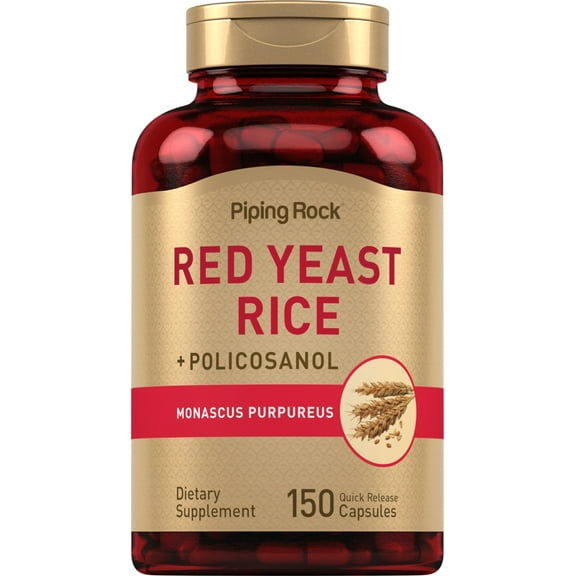 Red Yeast Rice 600 mg | 150 Capsules for Men and Women | with Policosanol | by Piping Rock