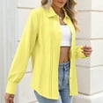 thumbnail image 6 of Admvng Blouses for Women Summer Fashion Causal Button Solid Blouse Long Sleeve Shirt S-3XL, 6 of 9