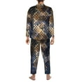 thumbnail image 5 of Kll Watercolor Snake Skin Sleepwear Mens Flannel Pajamas,Long Cotton Pj Set, 5 of 9