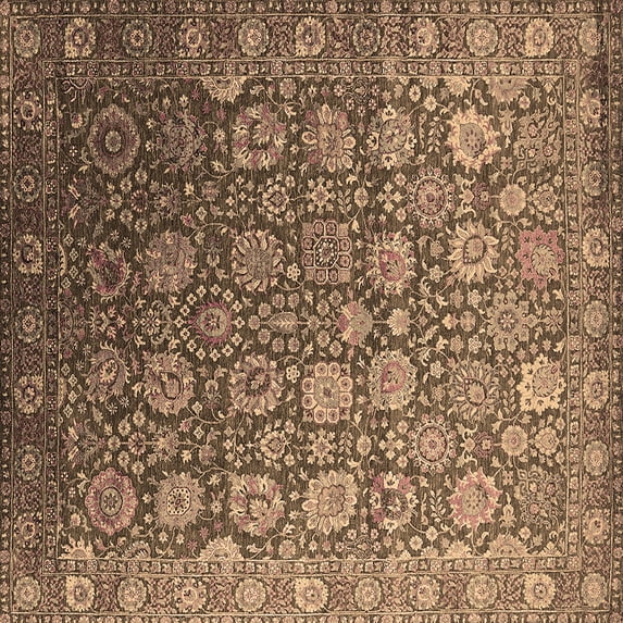 Ahgly Company Indoor Square Oriental Brown Industrial Area Rugs, 5' Square