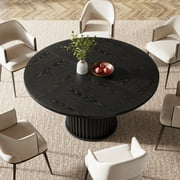 Tribesigns Black Round Dining Table for 4-6 People, 47.24-Inch Circle Wood Kitchen Table with Sturdy Fluted Metal Base, Modern Dining Room Furniture