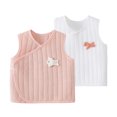 thumbnail image 2 of Xdegoge Newborn 2-Pack Toddler Unisex Sleeveless V-Neck Tops Warm Cotton Padded Gilet with Cute Animal Applique Side Snap Closure, 0-3M, 2 of 6
