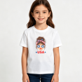 thumbnail image 2 of Girls Graphic Tees USA Messy Bun Flag Kids T Shirt 4th Of July 100% Cotton Short Sleeve Soft Tops 4-13Y, 2 of 5