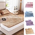 thumbnail image 1 of pitrice 3Pcs Bedding Set Summer Sleeping Mat Cooling Mattress Topper Pad Summer Ice Silk Bed Cover, 1 of 8