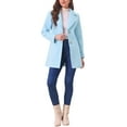 thumbnail image 2 of INSPIRE CHIC Women's Shawl Collar Single Breasted Mid-Thigh Overcoat L Light Blue, 2 of 8