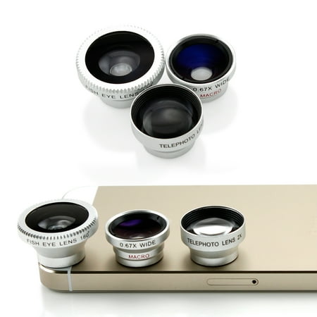 3 in 1 Universal Phone kit Fisheye Fish Eye Lens, Wide Angle Telephot 2xZoom and
