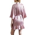thumbnail image 3 of KelaJuan Women's Satin Robes 3/4 Sleeve Ruffle Hem Kimono Robe Silk Bridesmaid Robe Lingerie Sleepwear, 3 of 6