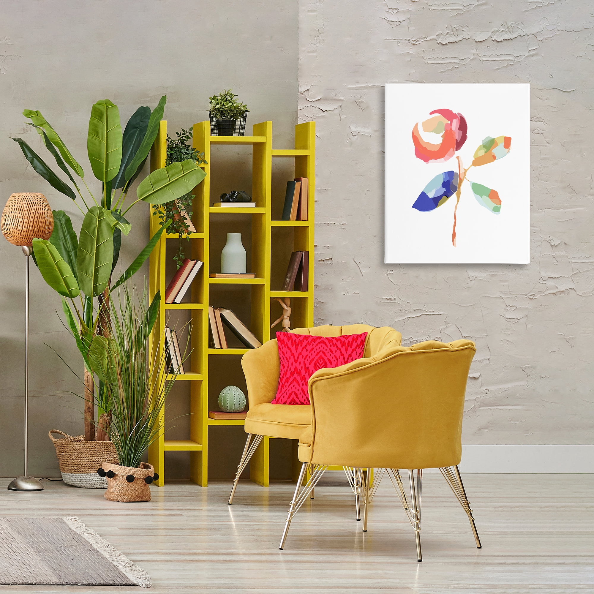 Stupell Industries Mosaic Floral Bloom Plants & Flowers Painting Wrapped Canvas Art Print Wall Art, 24 x 30