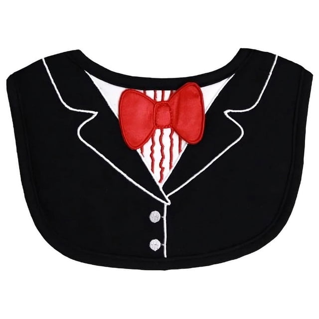 Babero para Bebé Frenchie Mini Couture Esmoquin con Moño Rojo