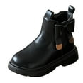 thumbnail image 5 of Girls Chelsea Boots Cute Bow Side Zipper Slip on Platform Waterproof Leather Fall Winter Ankle Booties Black 13.5 Little Kids, 5 of 5