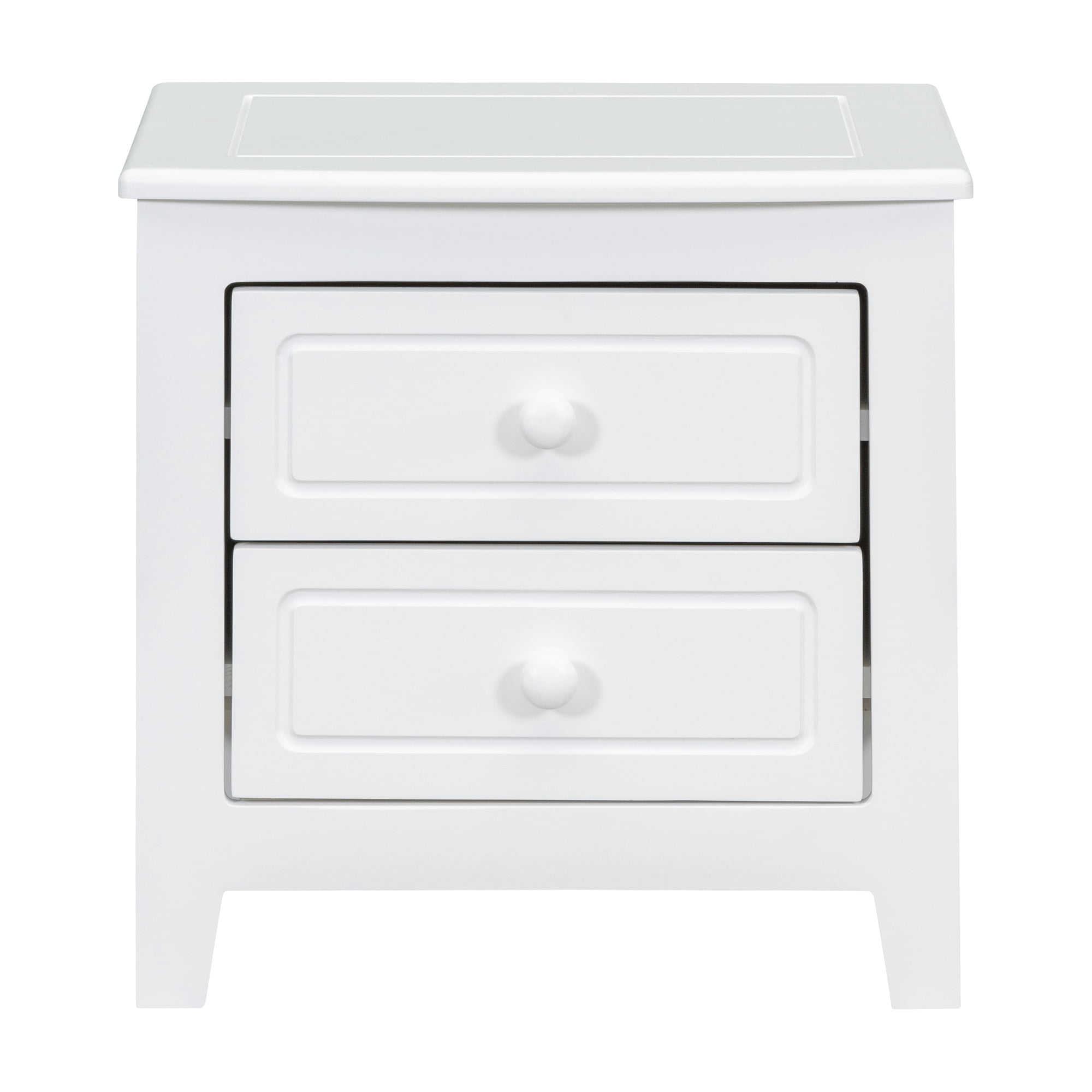 Euroco Mid Century Retro Nightstand with 2 Storage Drawers, Wood Bedside End Tables Dresser for Bedroom, Living Room, Closet,White