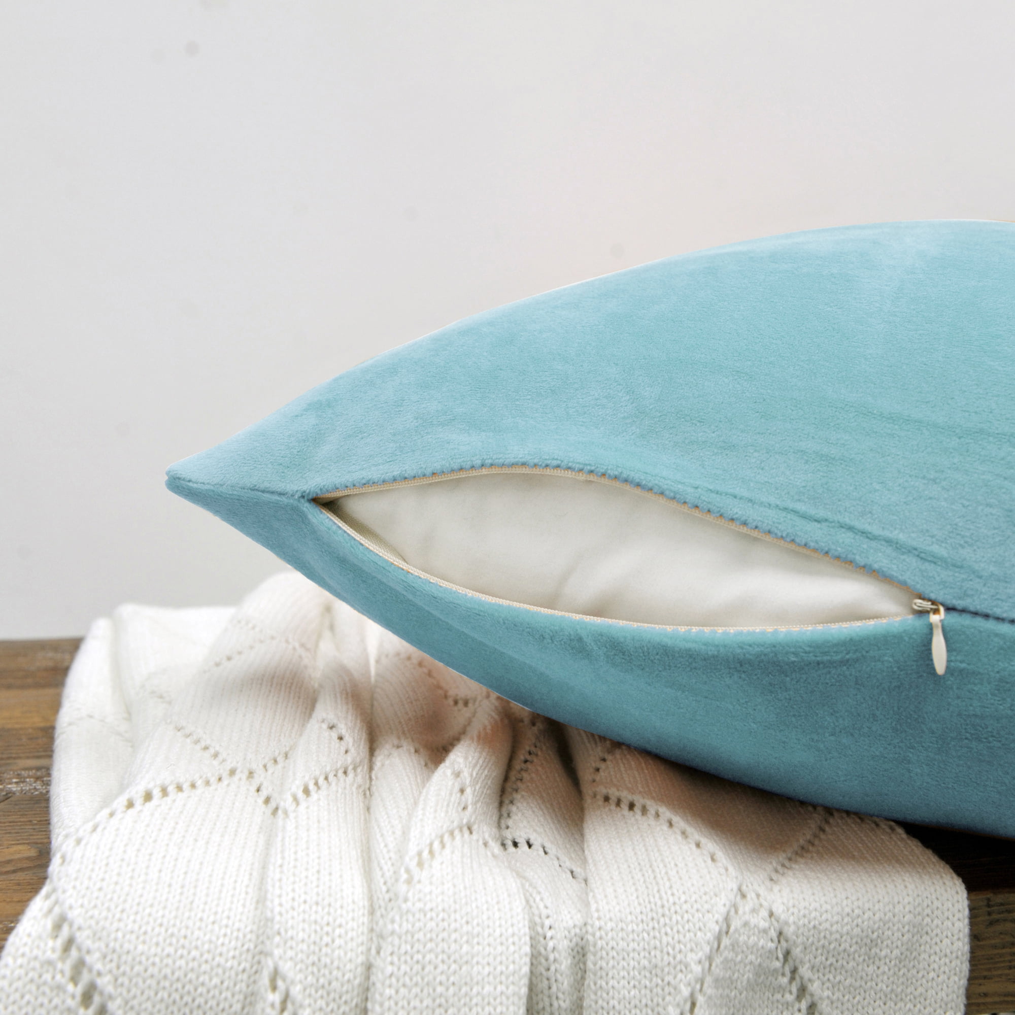 Home Soft Things Supersoft 20-inch Throw Pillow Covers (Set of 4) Light Blue Polyester