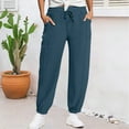 thumbnail image 3 of qucoqpe Women’s Pleated Sweatpants with Pockets Loose Fitting Elastic Waist Casual Joggers Solid Color Wide Leg Trousers, 3 of 6