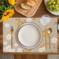 thumbnail image 4 of Yellow Flower Placemats Set of 12, Japanese Style Floral Leaf on Linen Placemats for Dining Table, Place Mats for Kitchen Tabletop, Waterproof Wipeable Dining Table Mats Set, 4 of 9
