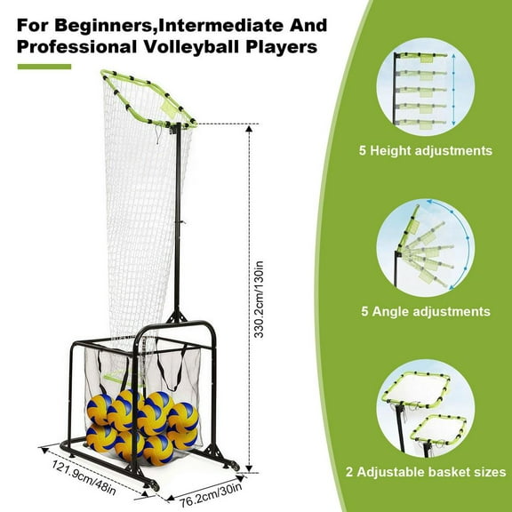 Volleyball Setting Trainer Volleyball Setter Training Equipment Adjustable Height Angle Practice Volleyball Net for Indoor and Outdoor Practice