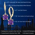 thumbnail image 2 of Gem Stone King 18K Yellow Gold Plated Silver Purple Amethyst and White Diamond Earrings for Women (2.81 Cttw, Gemstone February Birthstone, Cushion 7MM), 2 of 6