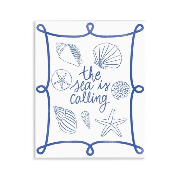 Stupell Industries Sea Is Calling with Shells Nautical & Beach Painting Unframed Art Print Wall Art, 11 x 14