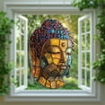 thumbnail image 2 of Window Hanging Buddha Face, Car Decoration, Stained Glass Style Suncatcher, Spiritual Art Gift for Dad or Mom, Unique Home Décor, Zen Meditation, Boho Room Decoration, 2 of 4